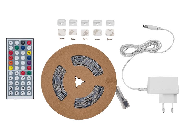 LED-Streifen-Set mit Fernbedienung und Zubehör.