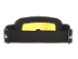 Schwarze Skibrille mit gelbem Glas und schwarzem Elastikband.