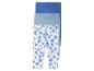 Drei Kinderleggings: zwei einfarbig blau und eine mit Muschelprint.