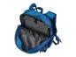 Offene blaue Tasche, gewelltes Muster.
