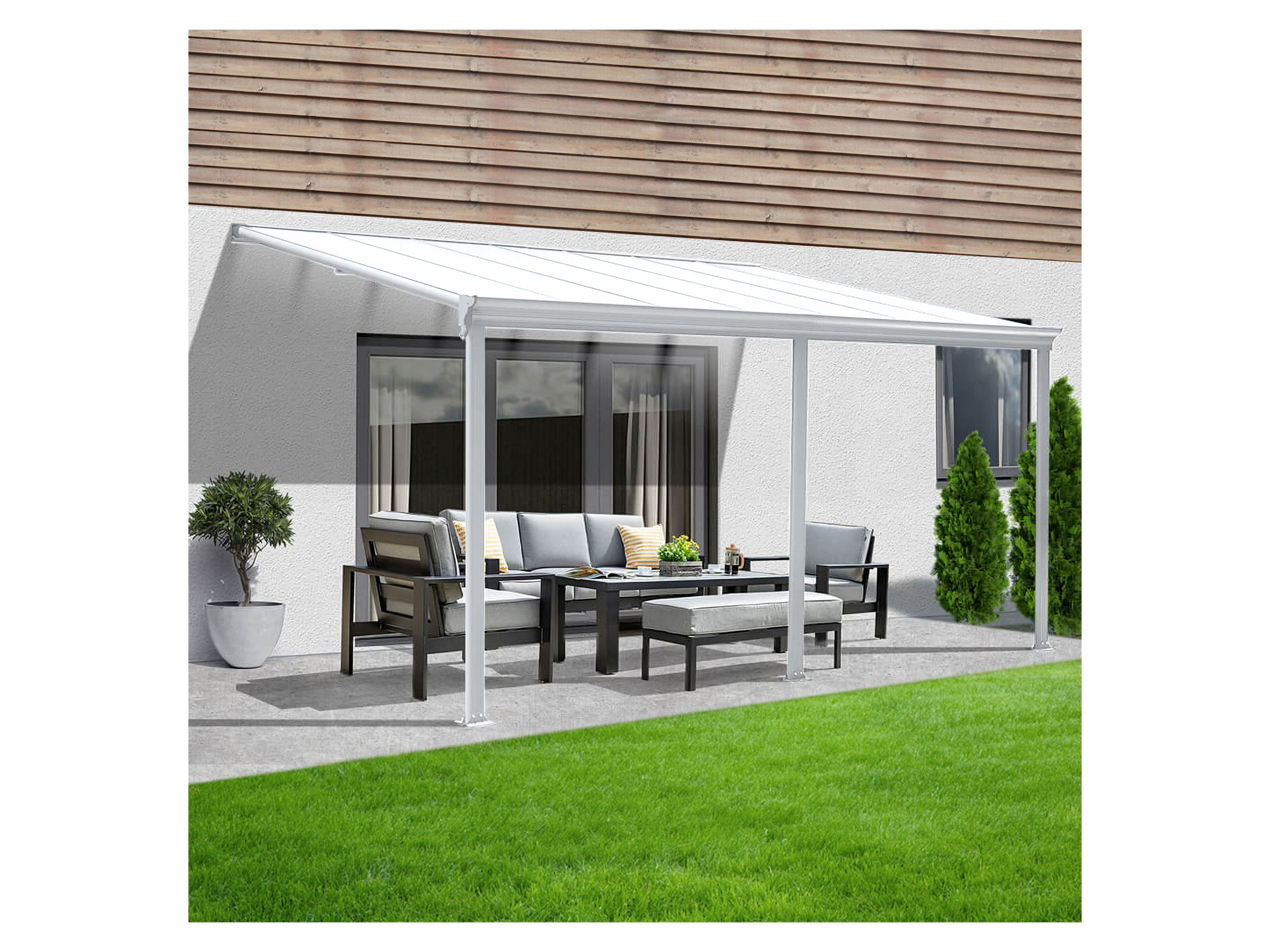 HOME DELUXE Terrassendach Terrassenüberdachung SOLIS Weiß, BxT: 434.00x303.00 cm, (inkl. Hohlkammerplatten, Montagematererial), Wintergartendach Verandaüberdach – Bild 2 von 4
