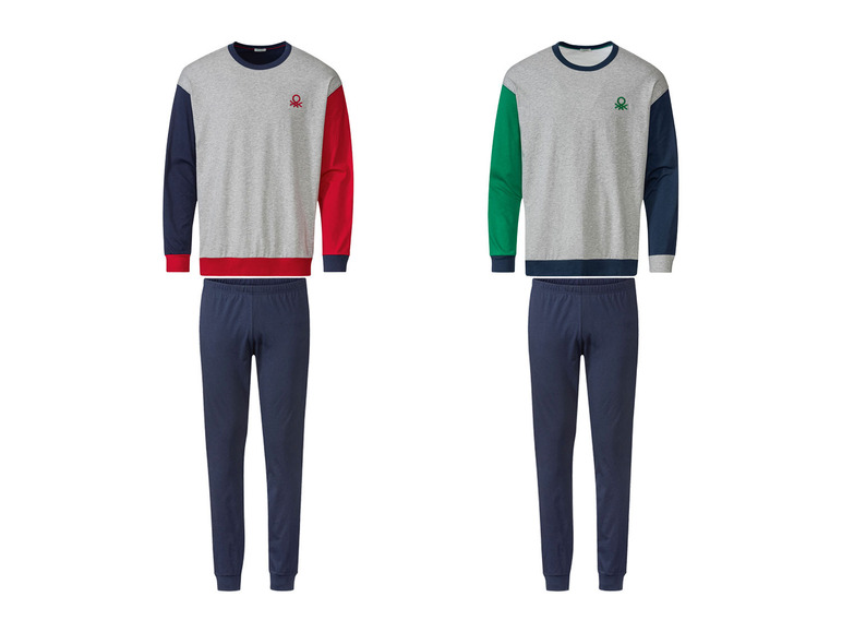 Gehe zu Vollbildansicht: Benetton Herren Pyjama, mit Baumwolle - Bild 1