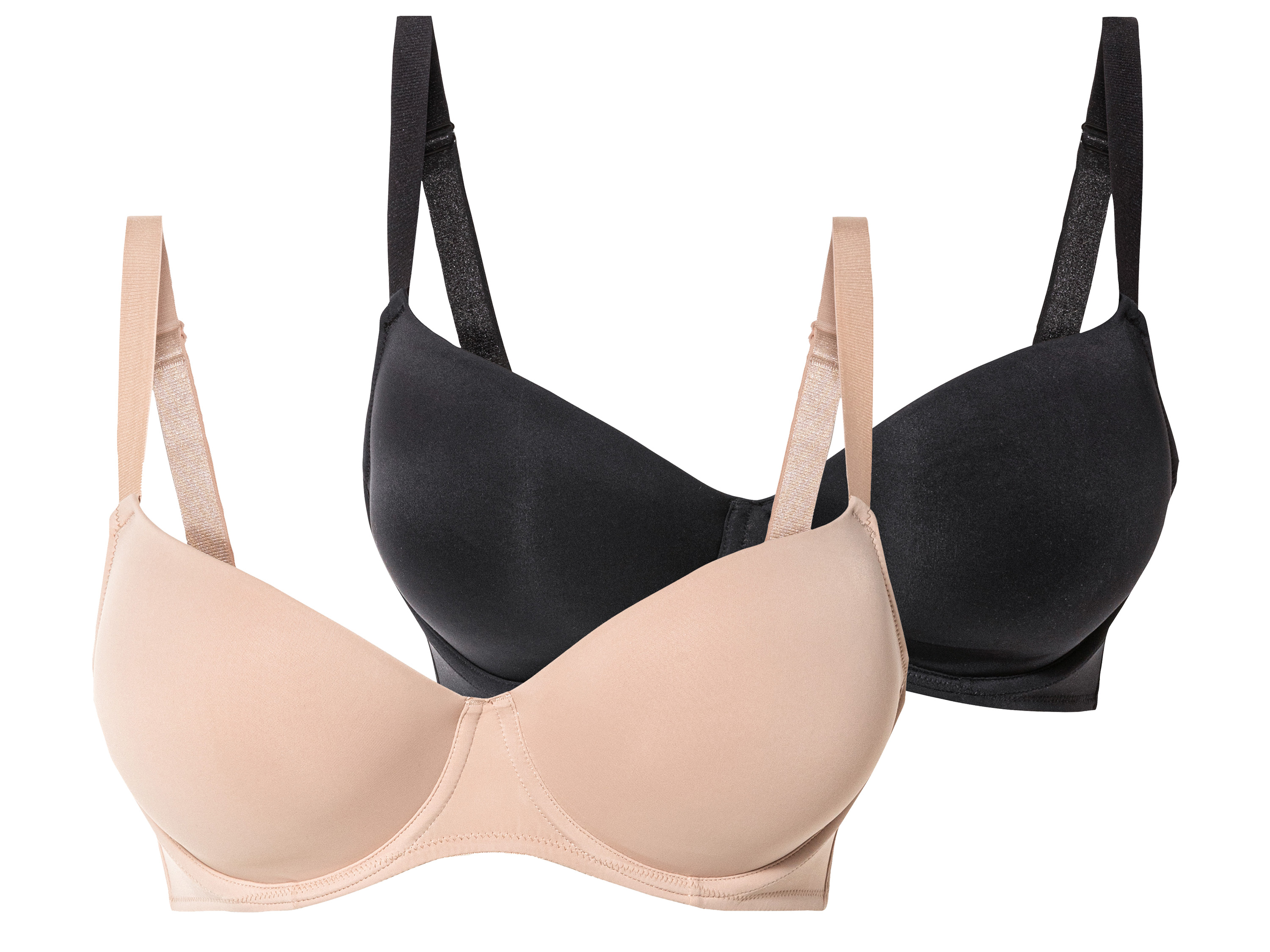 esmara® Damen BH 2er (85D, schwarz/beige) | 04335633082885