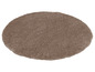 Ein runder, brauner Teppich mit Plüsch-Textur.