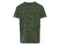 Olivengrünes T-Shirt mit tropischem Muster.