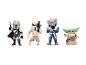 Vier Science-Fiction-Figuren: Mandalorianer, Sturmtruppler, Alien und Grogu