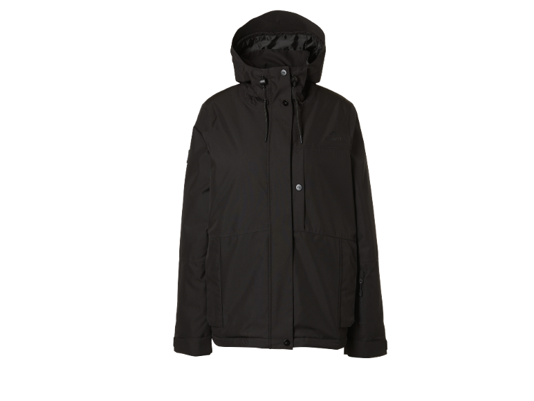 Schwarze Damen-Winterjacke mit Kapuze und Taschen