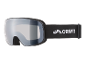 Schwarze Skibrille mit verspiegelten Gläsern und elastischem Band
