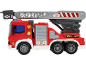Rotes Spielzeug-Feuerwehrauto mit ausziehbarer Leiter und der Nummer „01“.