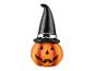 Dekorativer Halloween-Kürbis mit schwarzem Hexenhut.