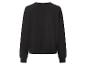 Schwarzes Langarm-Sweatshirt mit Rundhalsausschnitt, Rückansicht.