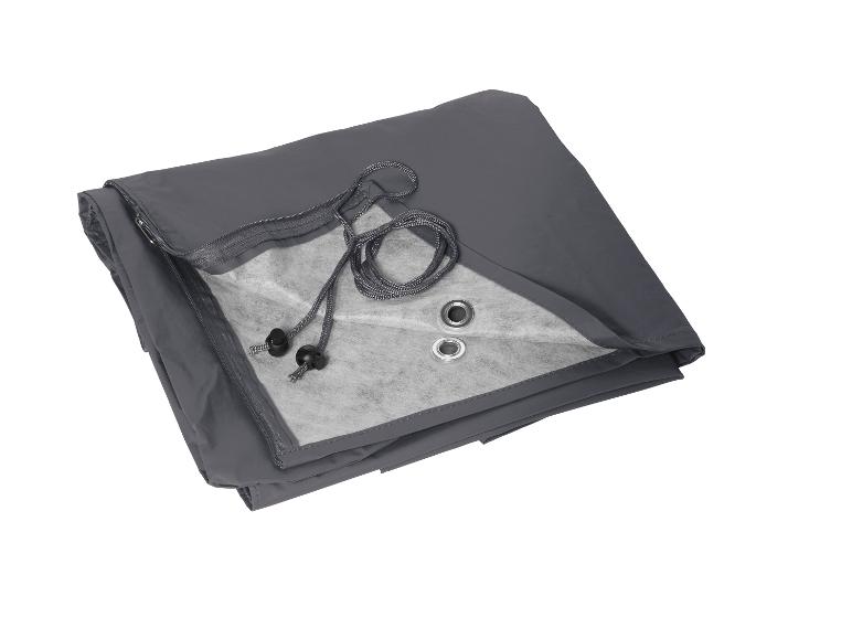 Graue Schutzplane mit Reißverschluss, Kordelzug und Metallösen