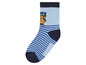 Blaue Socken mit Streifen und einem Paw Patrol Motiv.