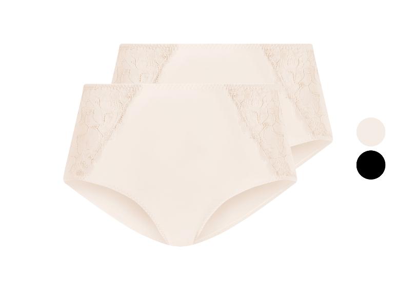 2er-Pack Spitzen-High-Waist-Slips, beige und schwarz