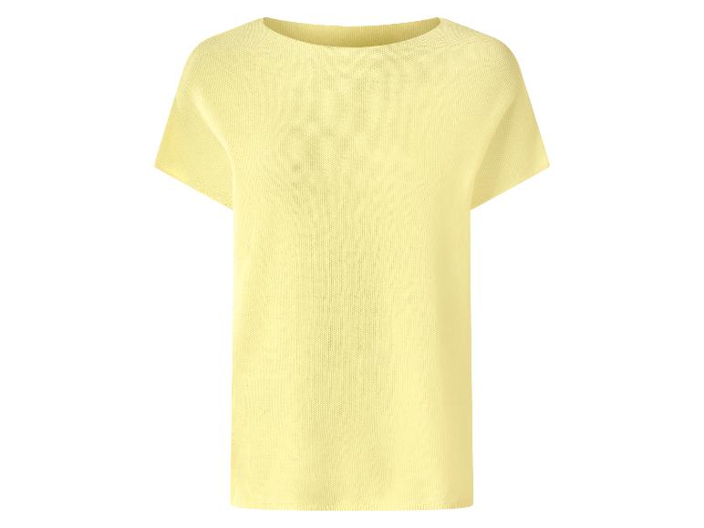 Hellgelbes Damen-Kurzarm-Strick-T-Shirt