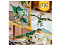 Drei LEGO-Dinosaurier, darunter ein T-Rex, ein Triceratops und ein Pterodactylus.