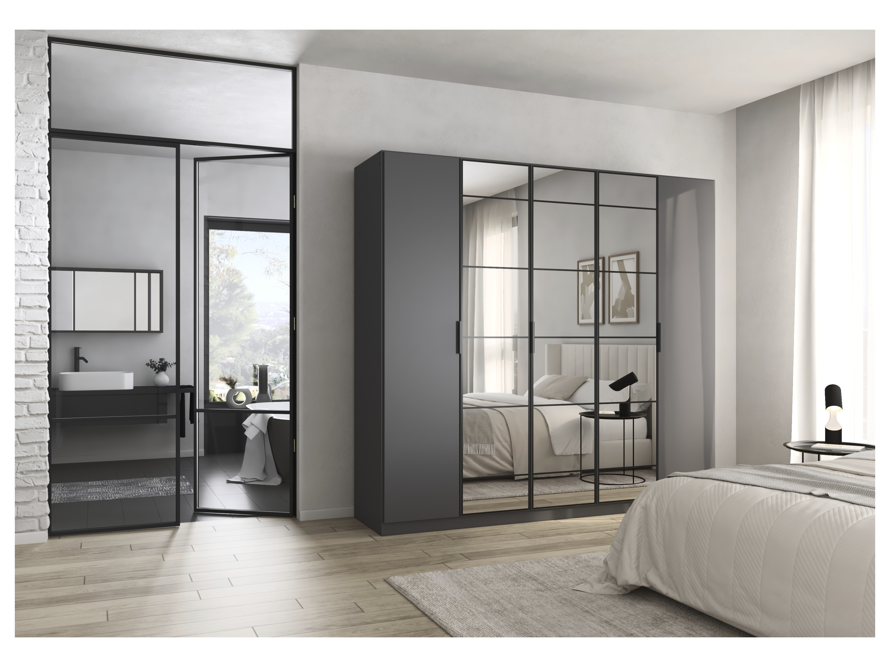 RAUCH ORANGE Acero Drehtürenschrank (graumetallic, Breite 226 cm / Höhe 210 cm) – Bild 2 von 4