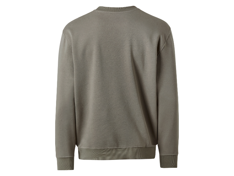 Ein dunkelgrauer Pullover, Rückansicht.