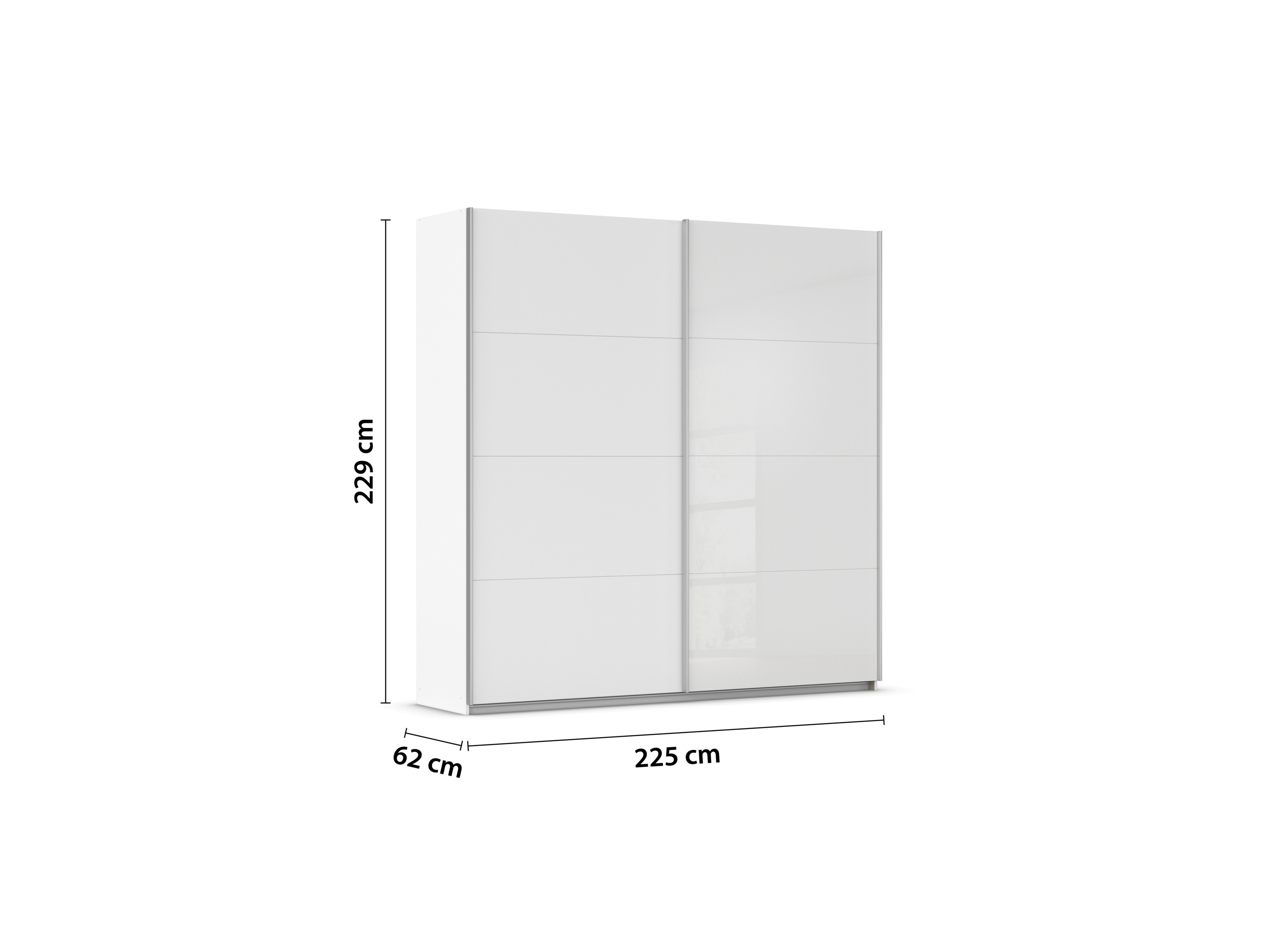 Thumbnail - rauch ORANGE Quadra Schwebetürenschrank mit Glaselementen (Classic-Zubehör, Korpus:Weiß, Glas:Weiß, 226 x 230 cm)