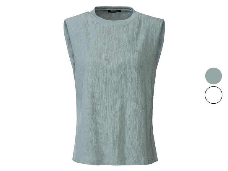 Ein hellblaues Tanktop ohne Ärmel.