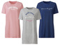 Drei T-Shirts mit Prints: 'Sunday Morning love life', 'Natural Beauty within Love Yourself' und 'Focus on the good'.