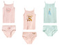 Drei Unterwäsche-Sets für Mädchen mit Disney-Motiven: Chip 'n Dale, Elsa und Peppa Pig.