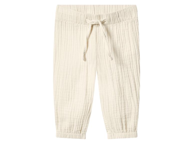 Cremefarbene Musselin-Hose mit Kordelzug in der Taille