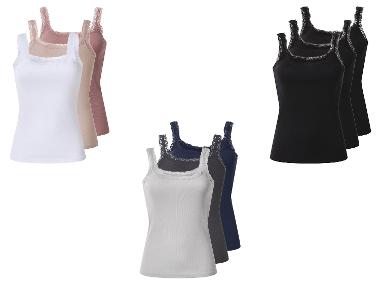 esmara® Damen Gerippte Tops mit Spitze, 3 Stück
