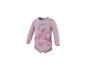 Rosa Langarm-Babybody mit Minnie-Maus-Motiv und Text.