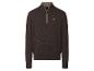 Dunkelbrauner Strickpullover mit Reißverschluss und Stehkragen