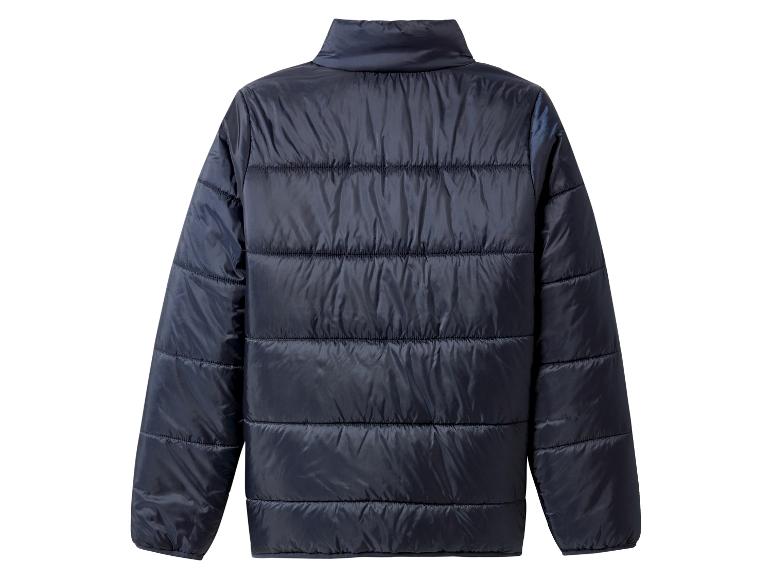 Dunkelblaue Steppjacke von hinten.