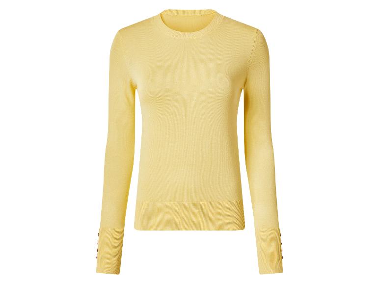 Gelber Langarm-Rundhalspullover mit gerippten Bündchen und Saum