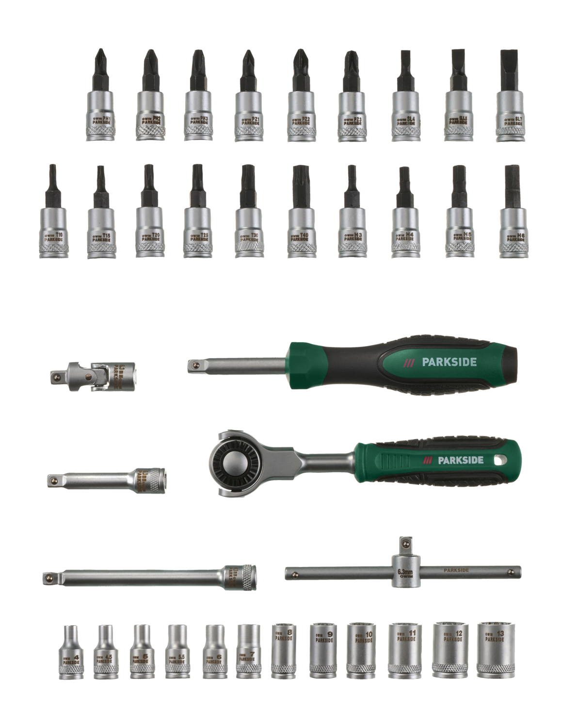 PARKSIDE® Steckschlüssel-Satz mit Schwenkkopf-Ratsche (Roto Ratschenset 37 tlg.) – Bild 2 von 4