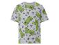 Graues Kurzarm-T-Shirt mit grünem Videospielcharakter-Print.