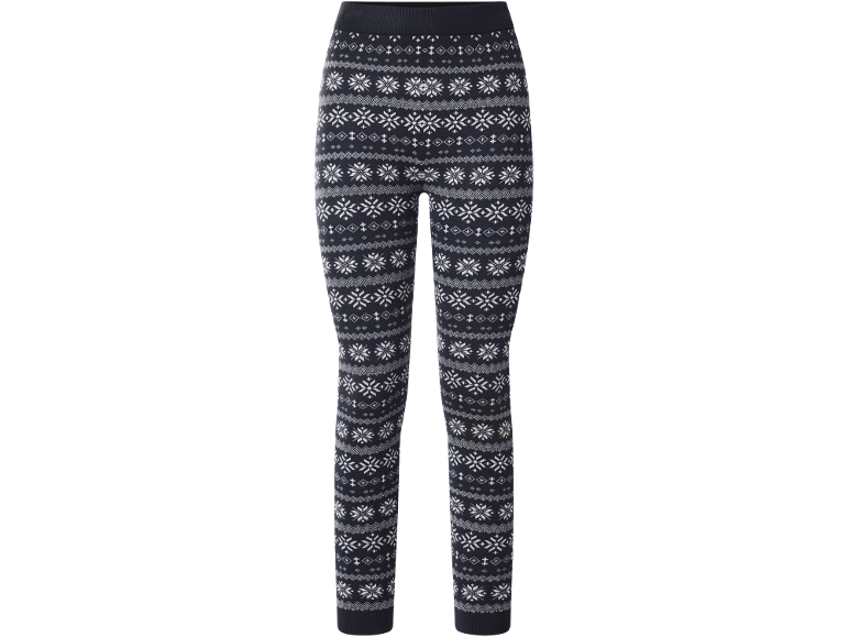 Dunkelblaue Damen-Leggings mit Norwegermuster