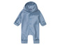 Ein blauer Baby-Overall mit Kapuze von der Marke lupilu.