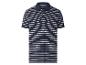 Herren-Poloshirt mit kurzen Ärmeln in Marineblau und Weiß gestreift.