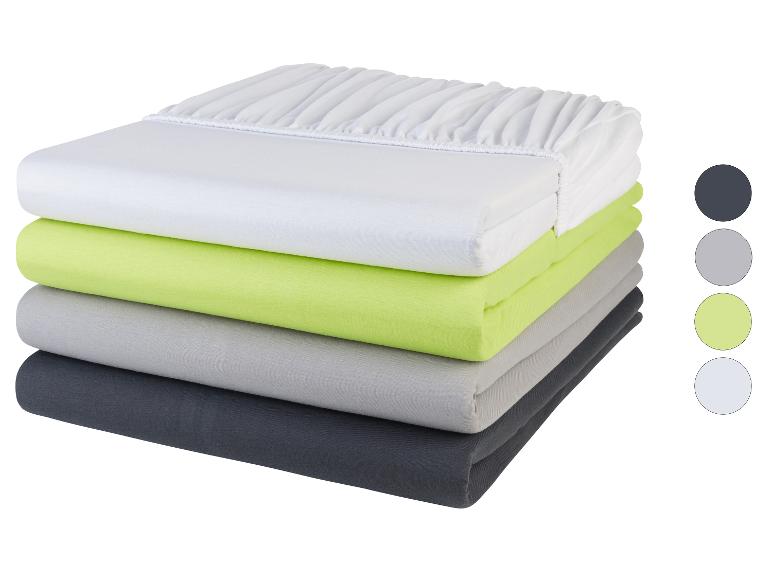 Jersey Spannbettlaken: weiß, hellgrün, grau und anthrazit.