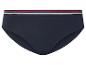 Marineblaue Slips mit farbiger Zierleiste.