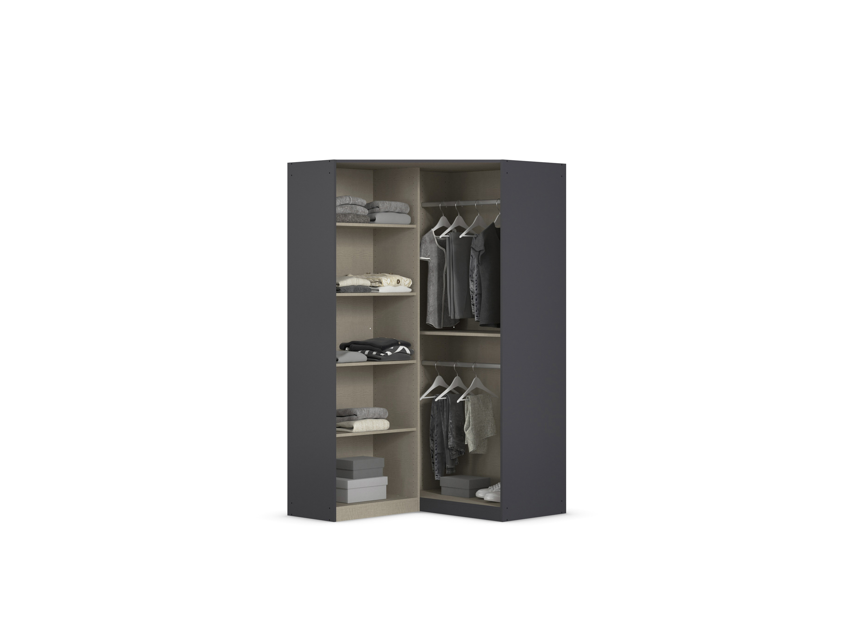 RAUCH BLUE Costa Drehtürenschrank mit Spiegel (Eckschrank, grau metallic, 117 x 197 cm) – Bild 4 von 4