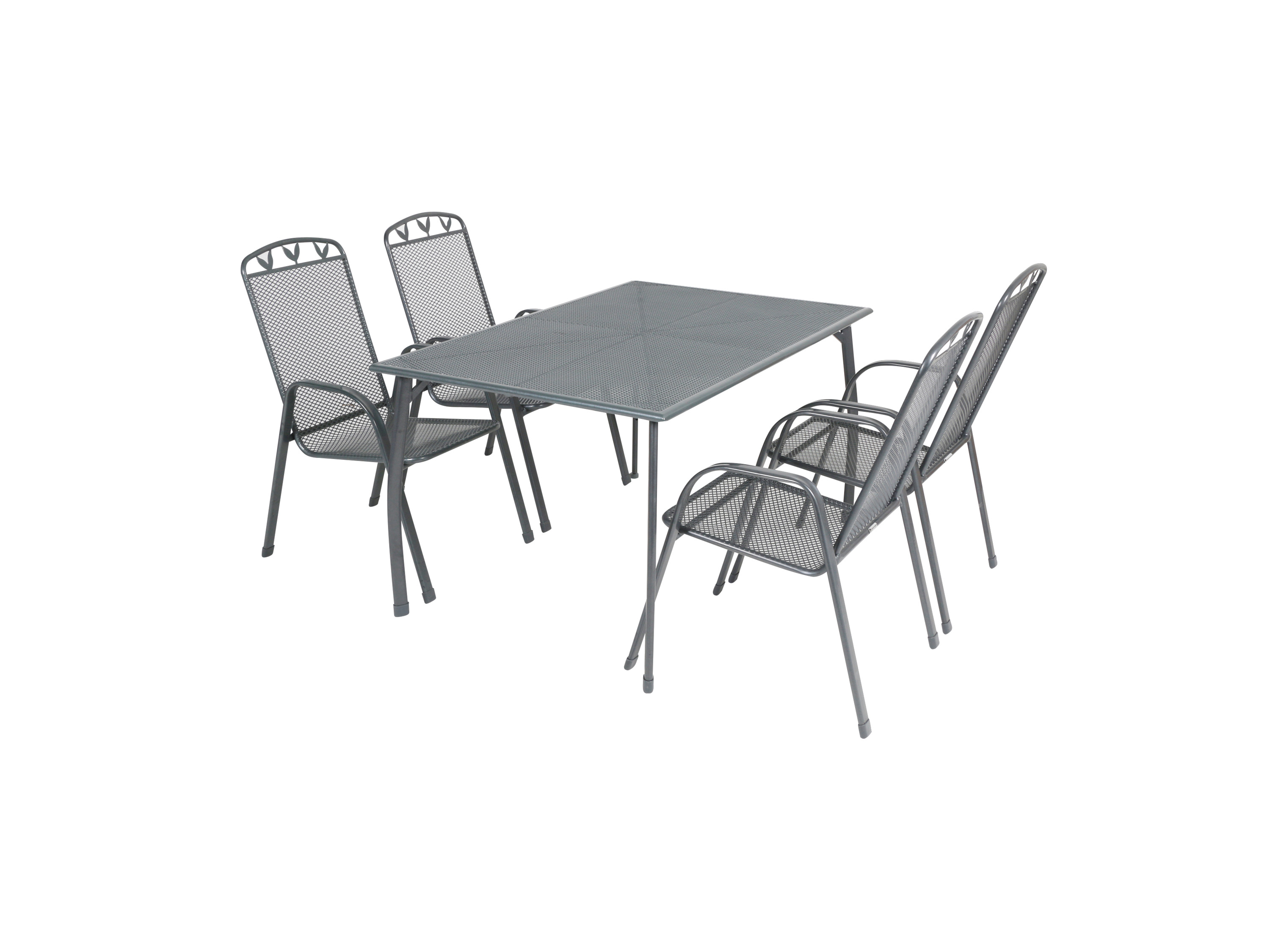 GREEMOTION Gartentischgruppe Toulouse (Tisch + 4 Stapelstühle, 140 x 74 x 90 cm)
