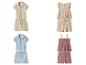 Vier Kinder-Pyjama-Sets: beige, blau, geblümt und rosa.