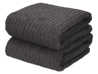 LIVARNO® - Frottier-Handtücher, 2 Stück, 50 x 100 cm (Dunkelgrau)