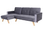 Ein graues Samt-Sofa mit Chaiselongue