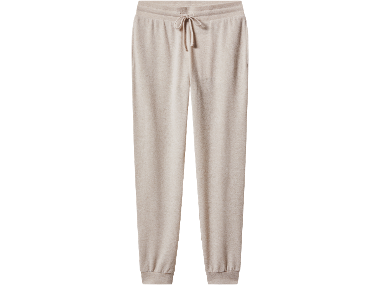 Beige Jogginghose mit Kordelzug in der Taille.