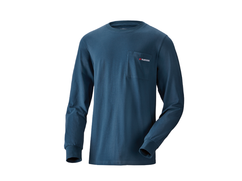 Blaues Herren-Langarmshirt mit Brusttasche