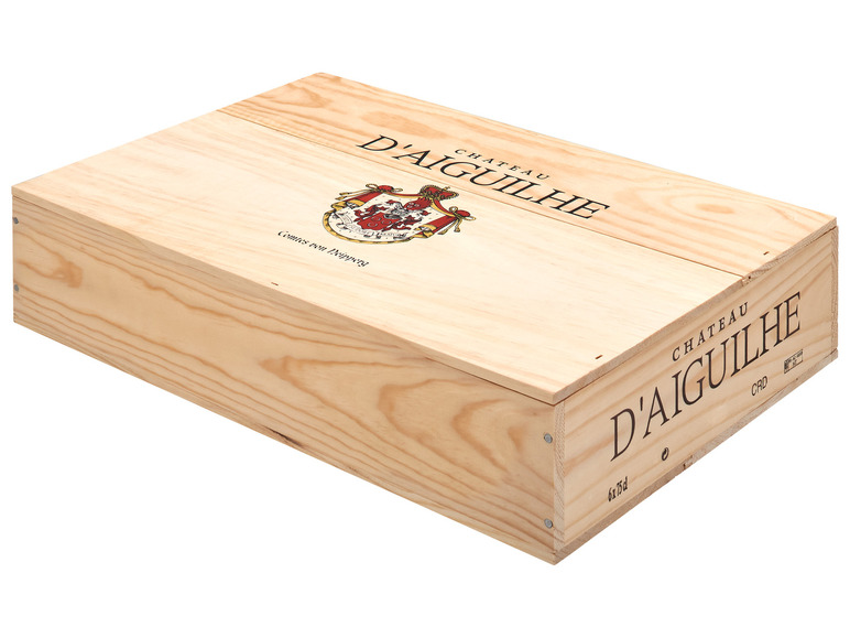 6 x 0,75-l-Flasche Château d\'Aiguilhe Castillon Côtes de Bordeaux, Rotwein 2020 - Original-Holzkiste | Rotweine