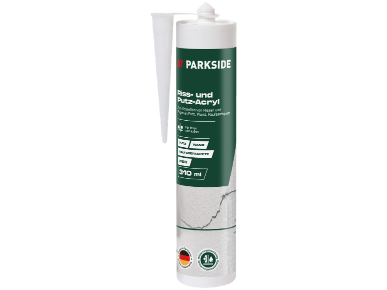 Riss- und Putz-Acryl, weiß, 310 ml, für innen und außen.