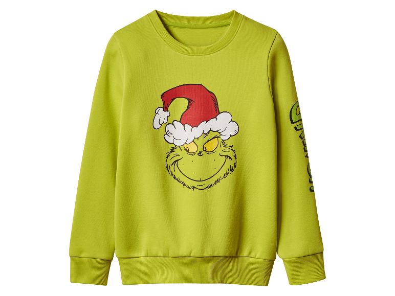 Grünes Sweatshirt mit Grinch-Aufdruck in Weihnachtsmütze
