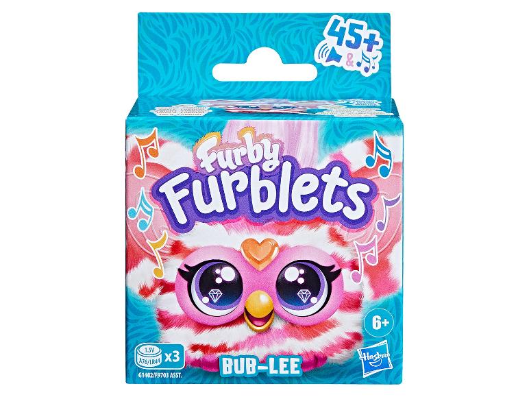 3 Hasbro Furby Furbles, Bub-Lee in rosa-weiß gestreift.